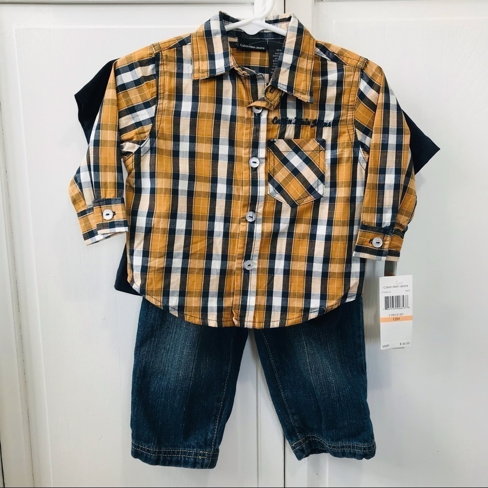 3/$25 CALVIN KLEIN JEANS Navy 3 Piece Set Size 12 Months